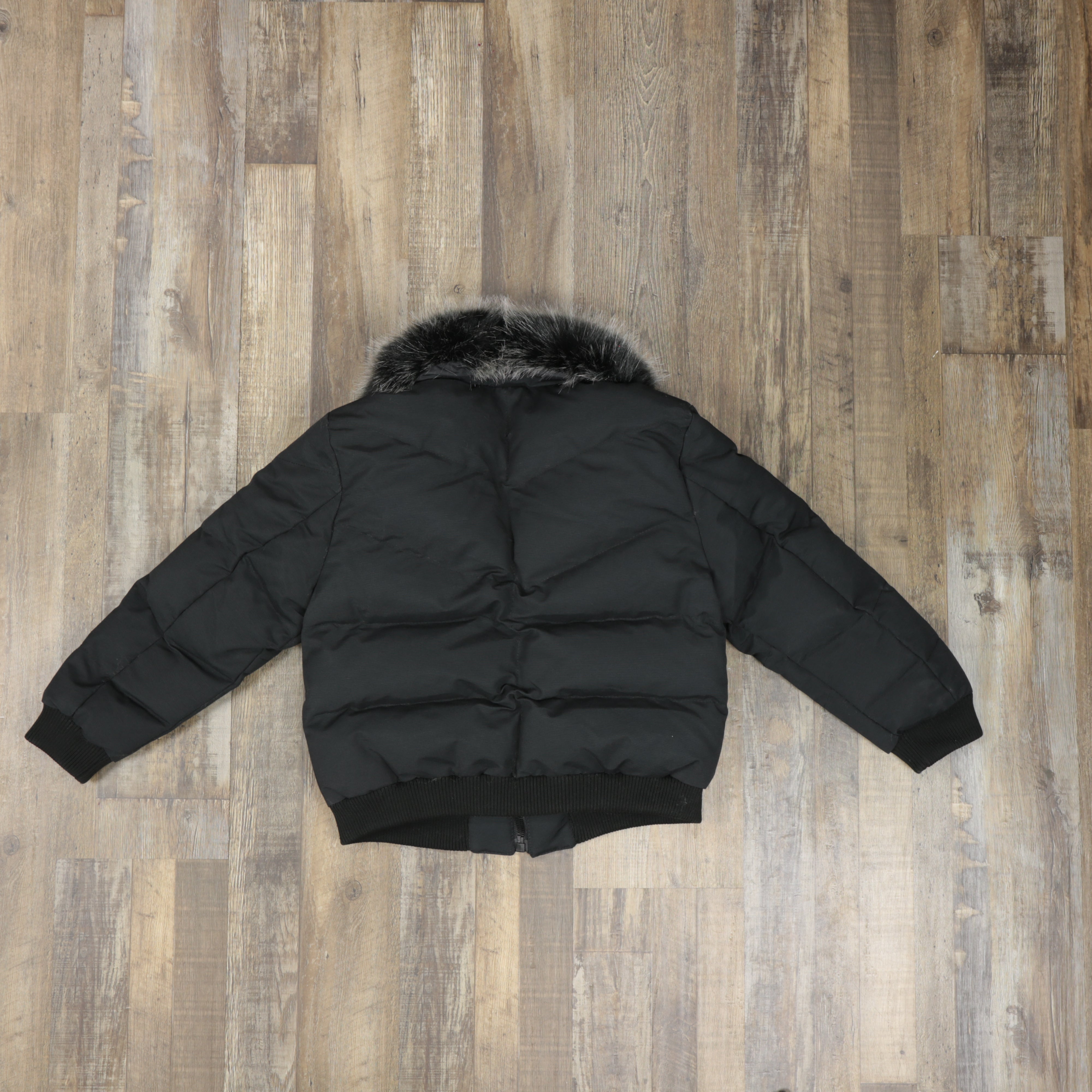 Youth Black Bubble Puffer Parka Jacket With Removable Faux Fur Hood (Vegan Fur)